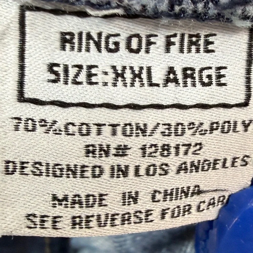 Ring of Fire Vest Men XXL Blue Denim Los Angeles Sleeveless Motorcycle Biker Y2K